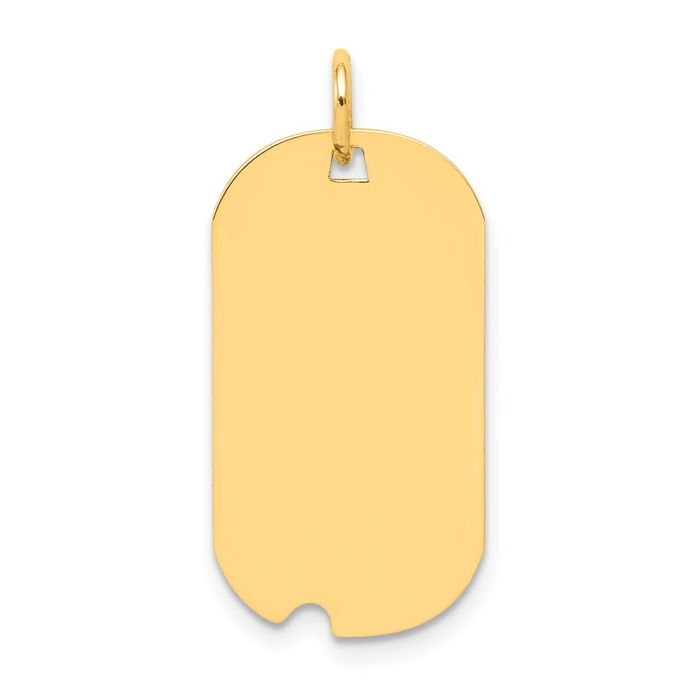 14k Yellow Gold Plain .027 Gauge Engravable Dog Tag Notch Disc Charm Pendant