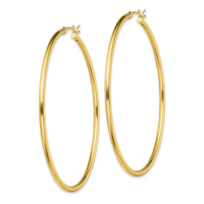 Sterling Silver Gold-Tone Polished 2x60mm Hoop Earrings