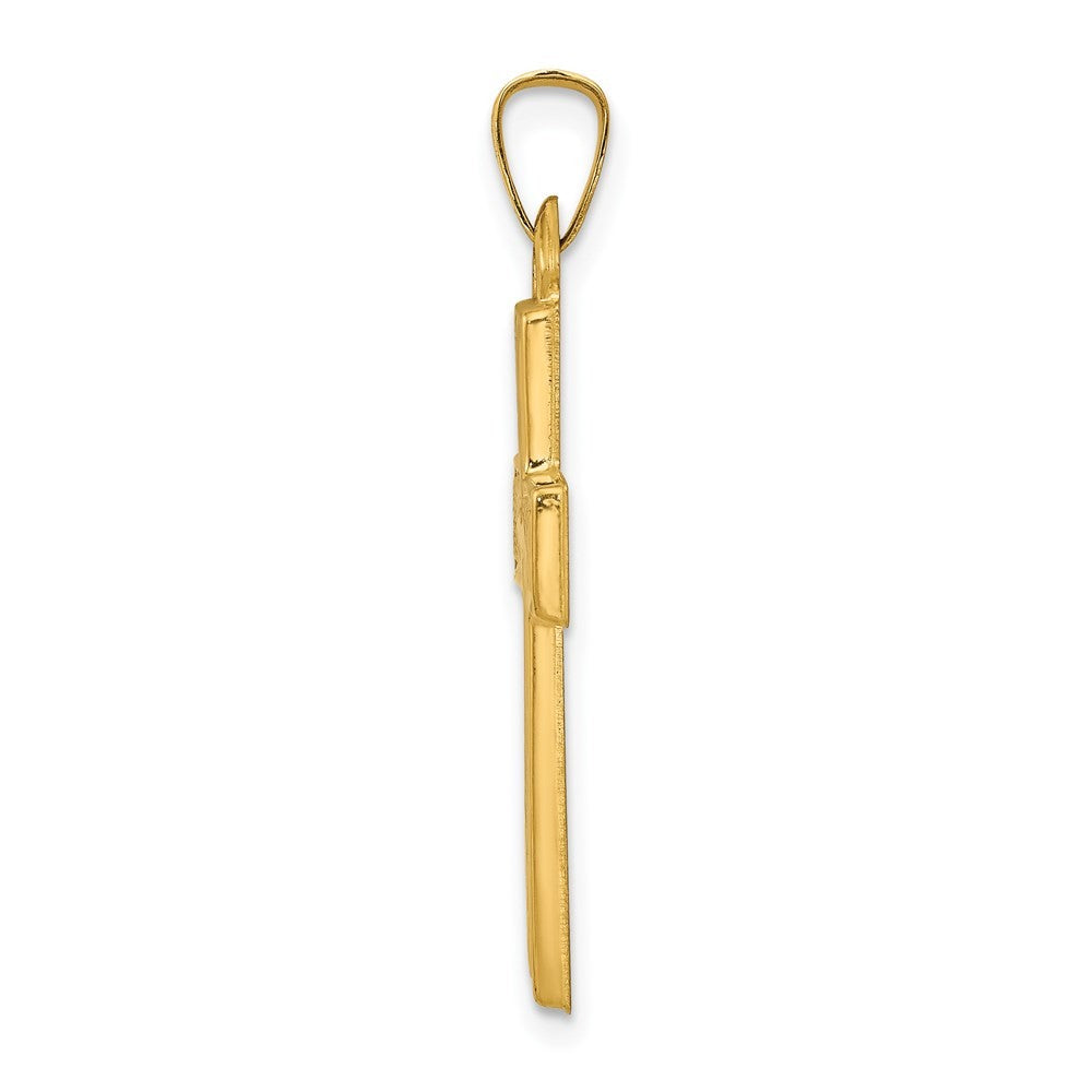 14k Yellow Gold Brushed and Polished Latin Cross Pendant