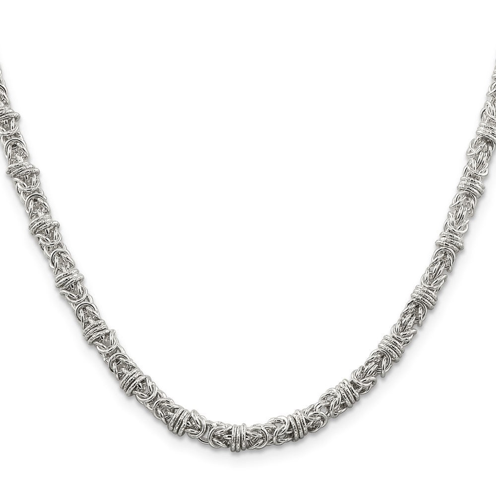 Sterling Silver 4mm Fancy Byzantine Chain Necklace