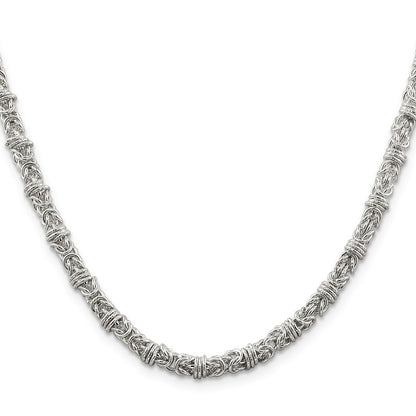 Sterling Silver 4mm Fancy Byzantine Chain Necklace