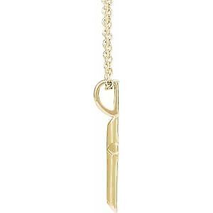 14k Yellow Gold Knife-Edge Cross Pendant Necklace 16-18"