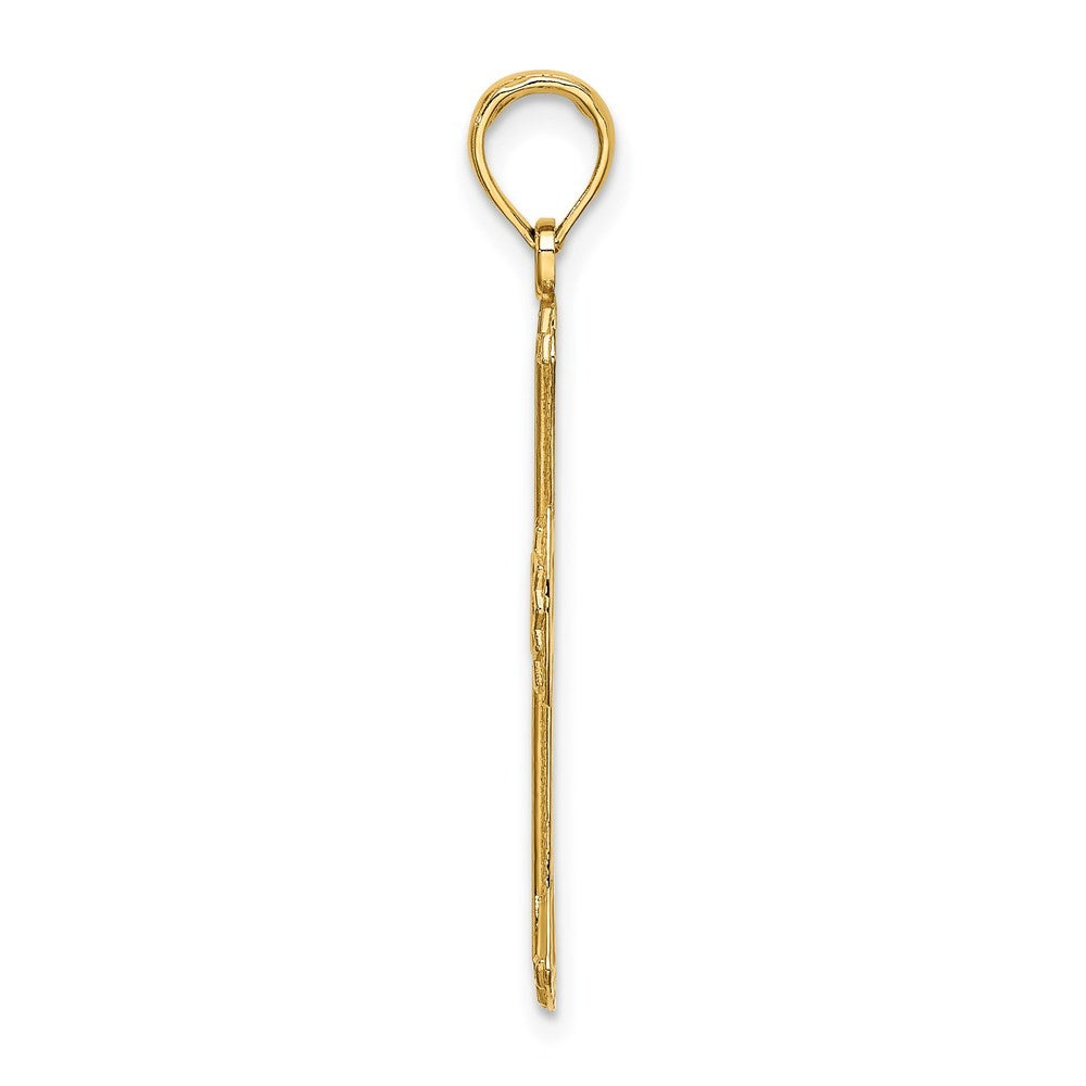 14k Yellow Gold Textured and Cut-Out Cross Charm