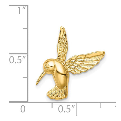 14k Yellow Gold Polished Hummingbird Chain Slide Pendant for Women