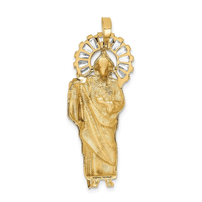 14k Yellow Gold w/ Rhodium Cubic Zirconia D/C Polished St. Jude Pendant