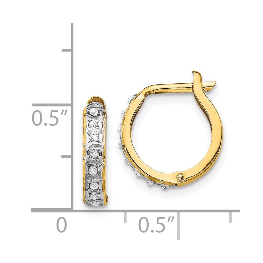 14k Yellow Gold Diamond Fascination Round Hinged Hoop Earrings Gift for Women