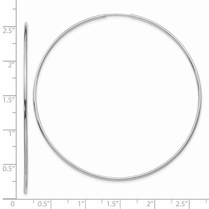 14k White Gold Polished Endless Tube Hoop Earrings