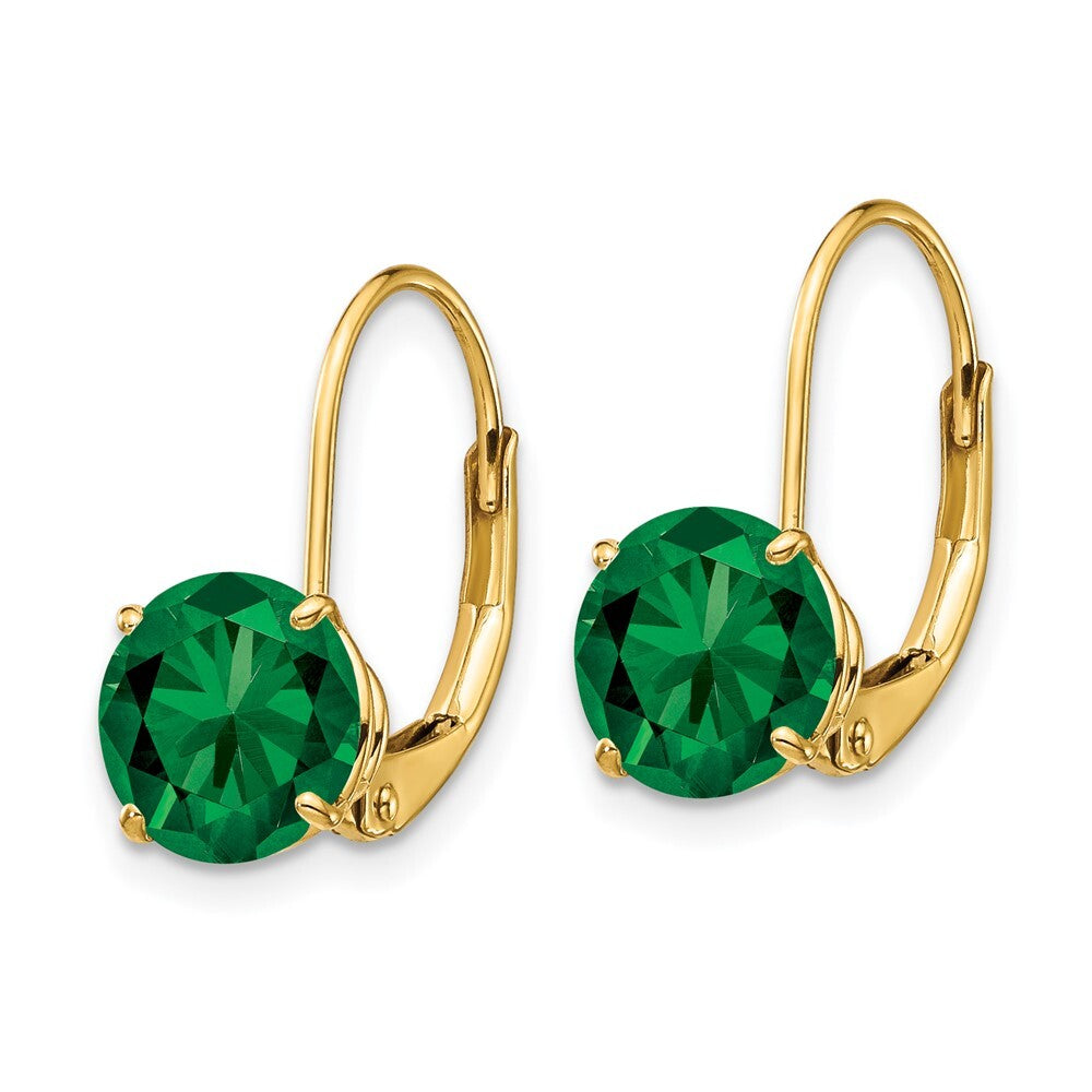 14k Yellow Gold 7mm Mount St. Helens Dangle Earrings Leverback Gift for Women