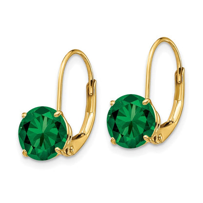 14k Yellow Gold 7mm Mount St. Helens Dangle Earrings Leverback Gift for Women