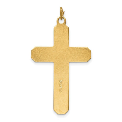 Sterling Silver Platinum-plated Satin Polished Vermeil Corpus Cross Pendant