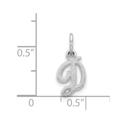 14K White White Gold Casted Script Letter D Initial Charm