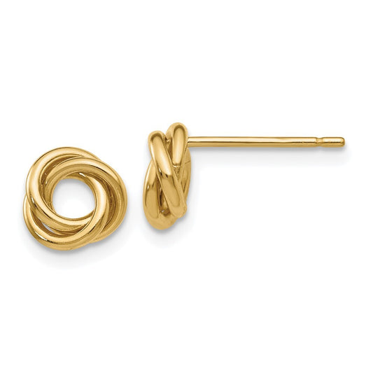 14k Yellow Gold Polished Knot Stud Earrings Gift for Women