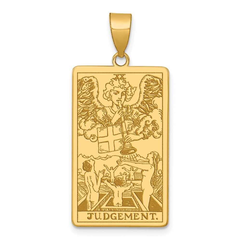 14k Yellow Gold Judgement Tarot Card Pendant for Women