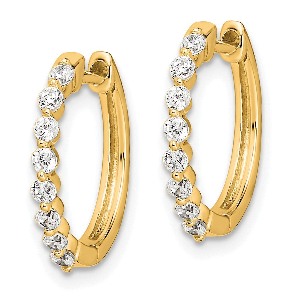 14k Yellow Gold Diamond Hinged Hoop Earrings