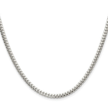 Sterling Silver Rhodium-plated Polished 3.4mm Domed Curb Chain Necklace