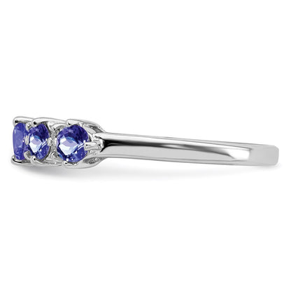 Sterling Silver Rhodium Tanzanite & Diamond Ring Size 8