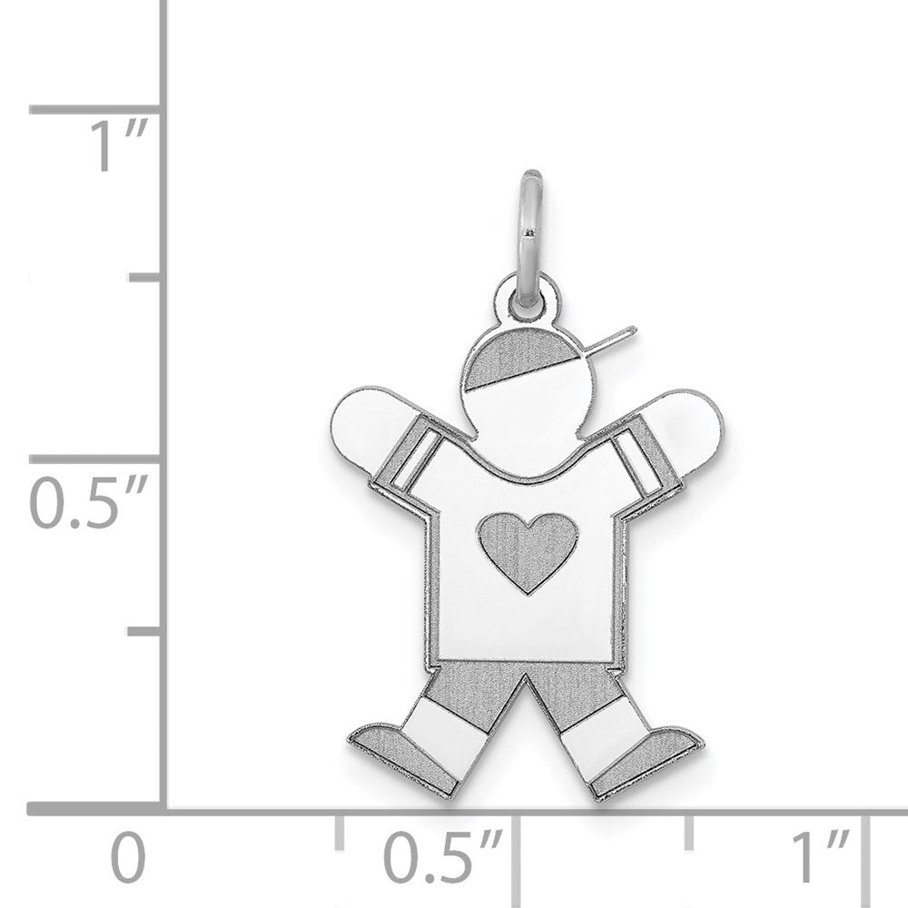 14k White Gold Kid Charm Pendant for Women