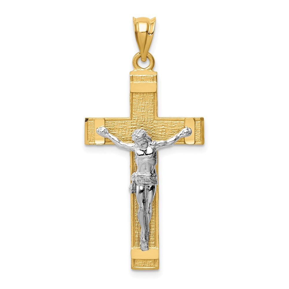 14k Two-tone Gold INRI Crucifix Pendant for Women