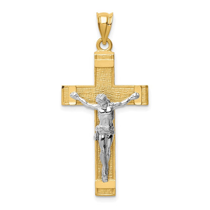 14k Two-tone Gold INRI Crucifix Pendant for Women