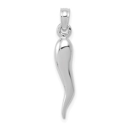 14k White Gold Medium 3D Italian Horn Pendant for Women