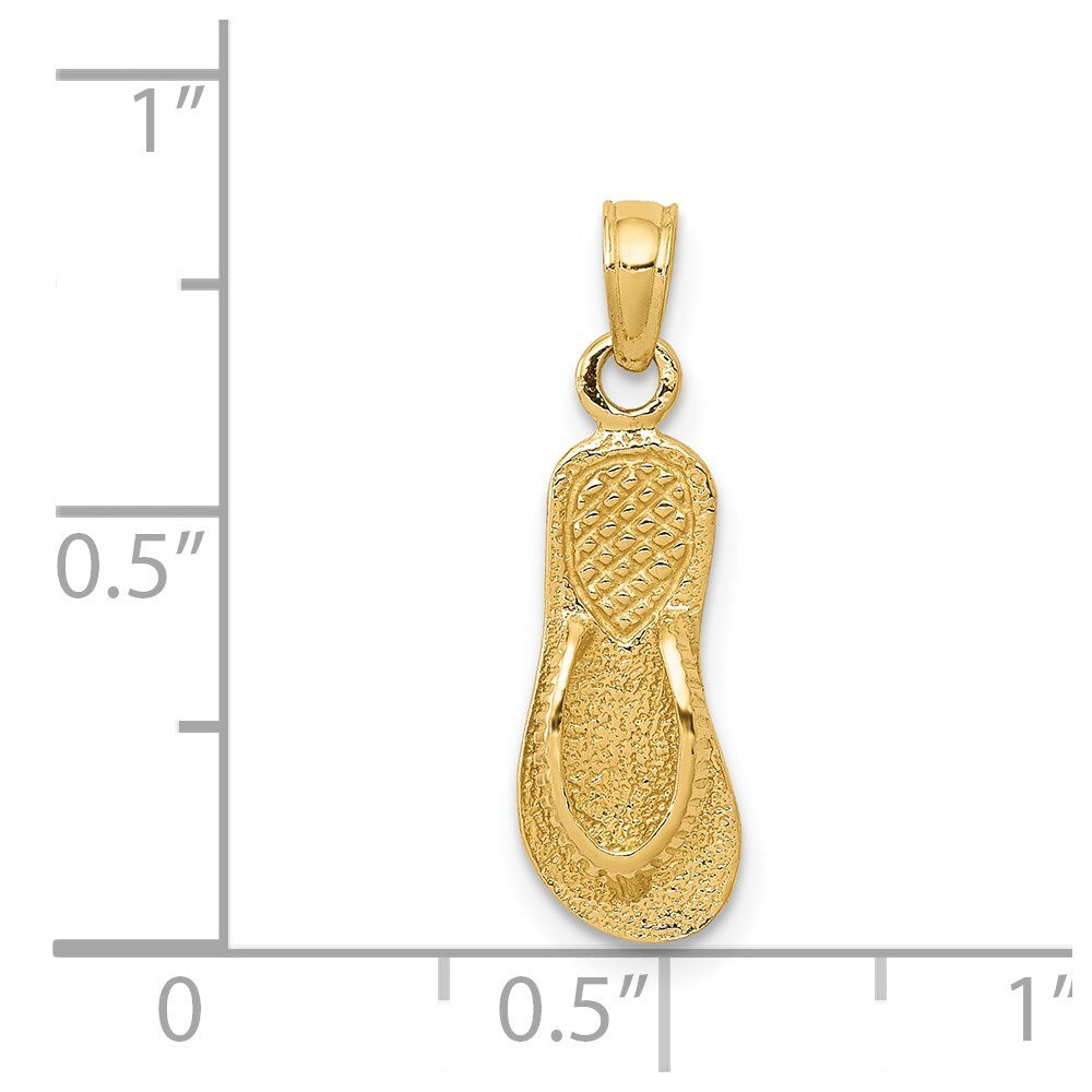 14k Yellow Gold 3D Single Flip-Flop Pendant for Women