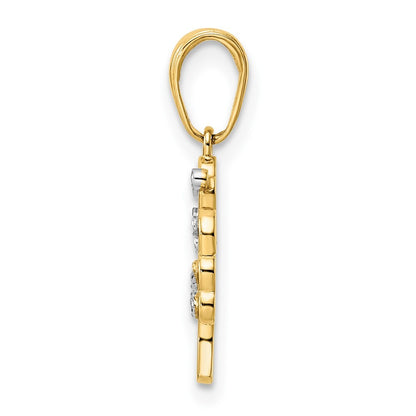 14k Yellow Gold and White Rhodium Diamond-cut Tree of Life Pendant for Women