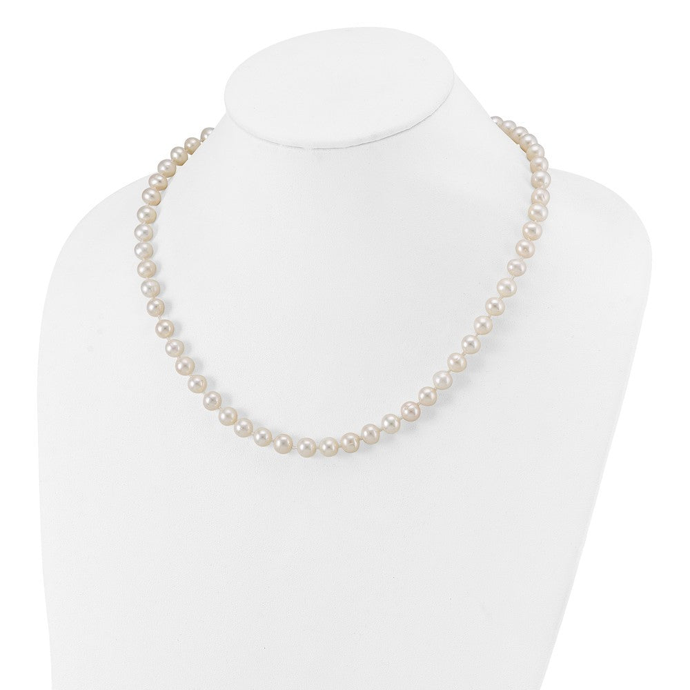 Sterling Silver Rhodium-plated 7-8mm White Cultured Pearl Necklace 18"