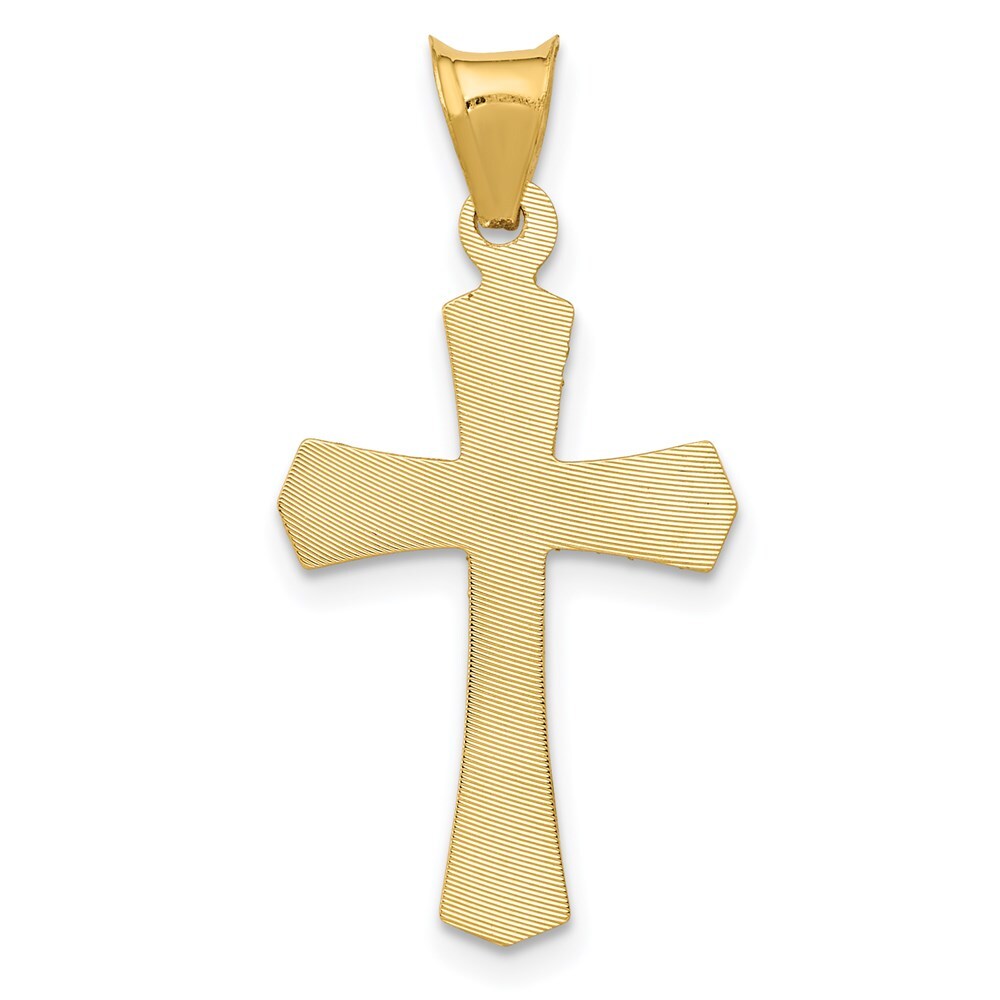 14k Yellow Gold Polished Satin and Diamond-cut Crucifix Pendant
