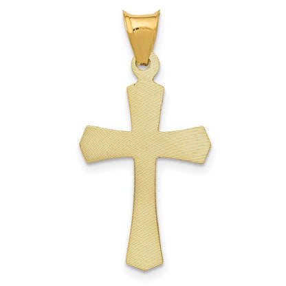 14k Yellow Gold Polished Satin and Diamond-cut Crucifix Pendant