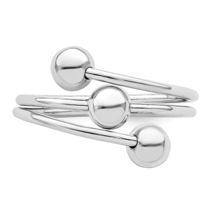 Sterling Silver Rhodium-plated Polished 3 Ball Ring Size 6