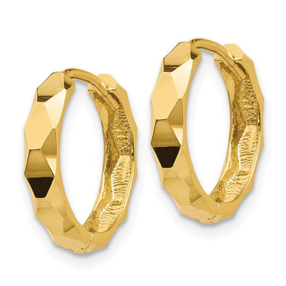 14k Yellow Gold Diamond-cut Hoop Earrings