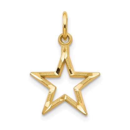 14k Yellow Gold Diamond-cut Star Charm Pendant for Women