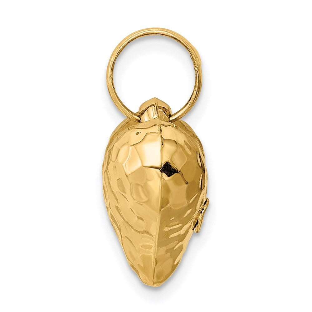 14k Yellow Gold Polished and Hammered 3-D Heart Pendant