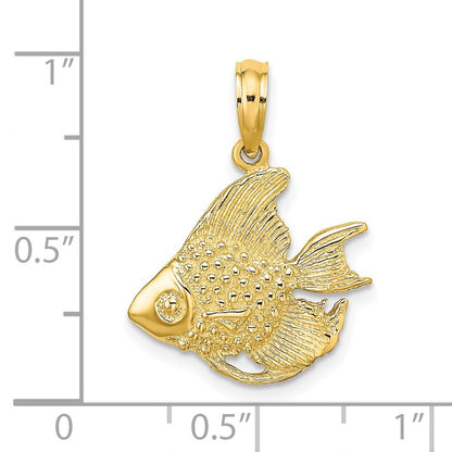 14k Yellow Gold Textured Fish Charm