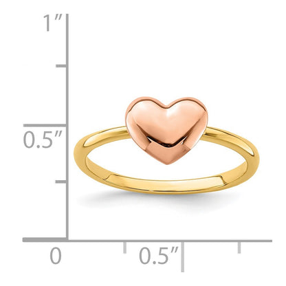 14K Two-tone Gold Polished Heart Ring