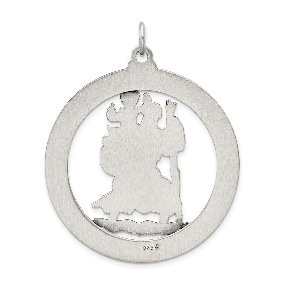 Sterling Silver Antiqued Saint Christopher Medal Pendant