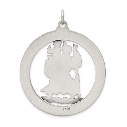 Sterling Silver Antiqued Saint Christopher Medal Pendant