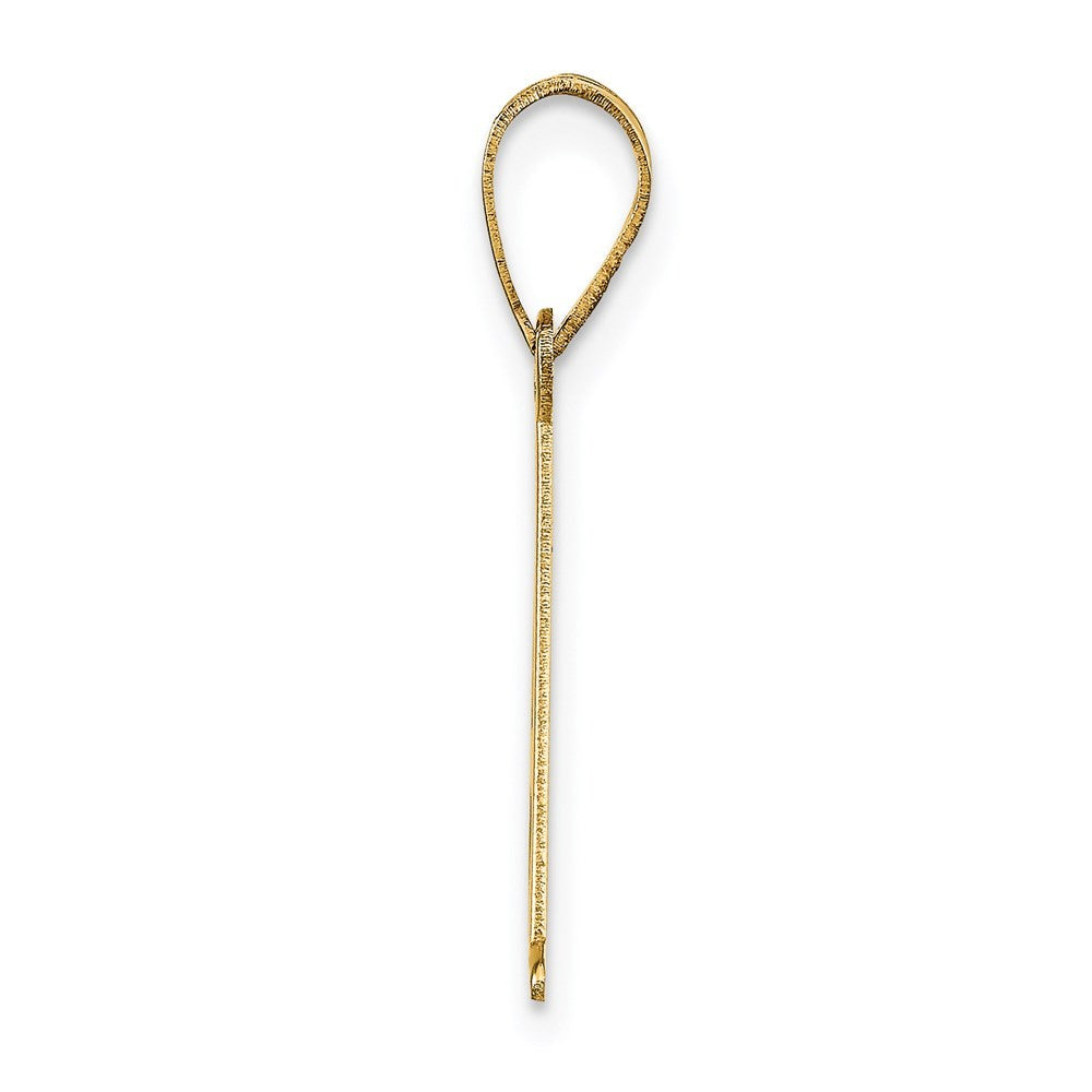 14k Yellow Gold Polished Etched Letter A Initial Pendant