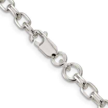 Sterling Silver 4.4mm Oval Fancy Rolo Chain Necklace