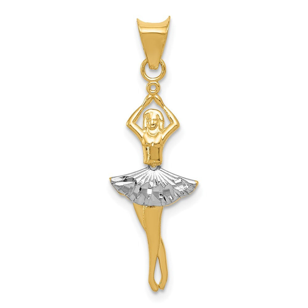 14k Yellow Gold Rhodium Polished Moveable Dancer Pendant for Women