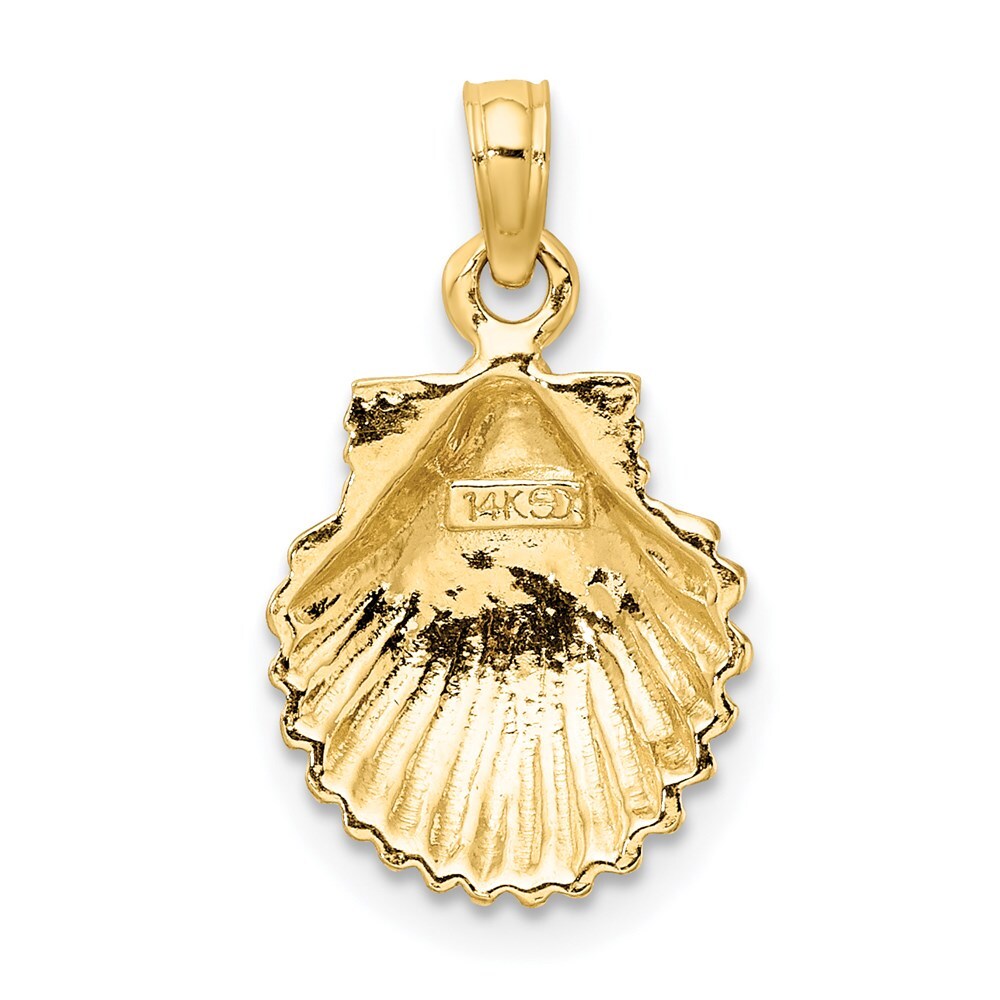 14k Yellow Gold Polished Scallop Shell Charm Pendant for Women