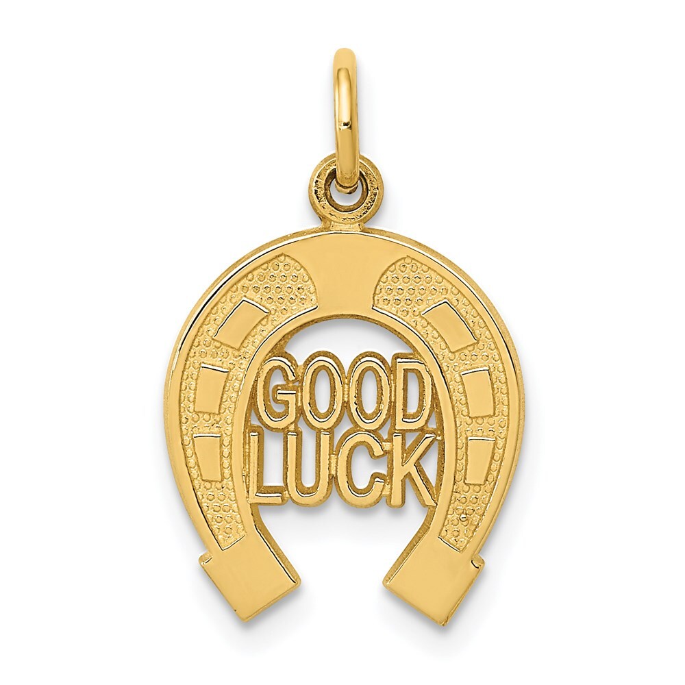 14k Yellow Gold Horseshoe Charm Pendant for Women