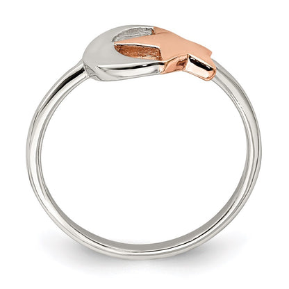 Sterling Silver Rose Tone Moon & Star Ring Size 6