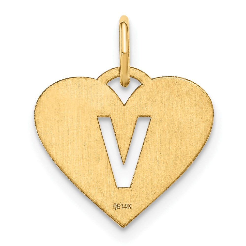 14k Yellow Gold Initial Letter V Initial Charm Pendant