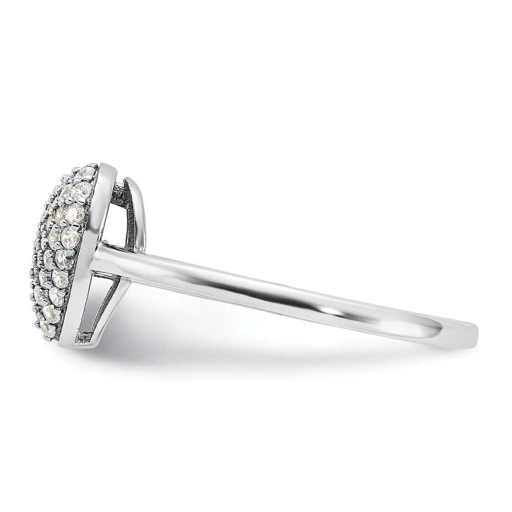 Sterling Silver Rhodium-plated Pave CZ Heart Ring Size 7