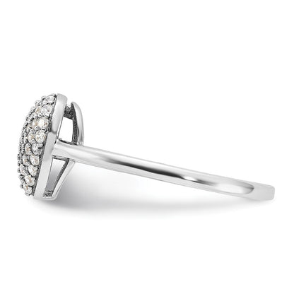 Sterling Silver Rhodium-plated Pave CZ Heart Ring Size 7