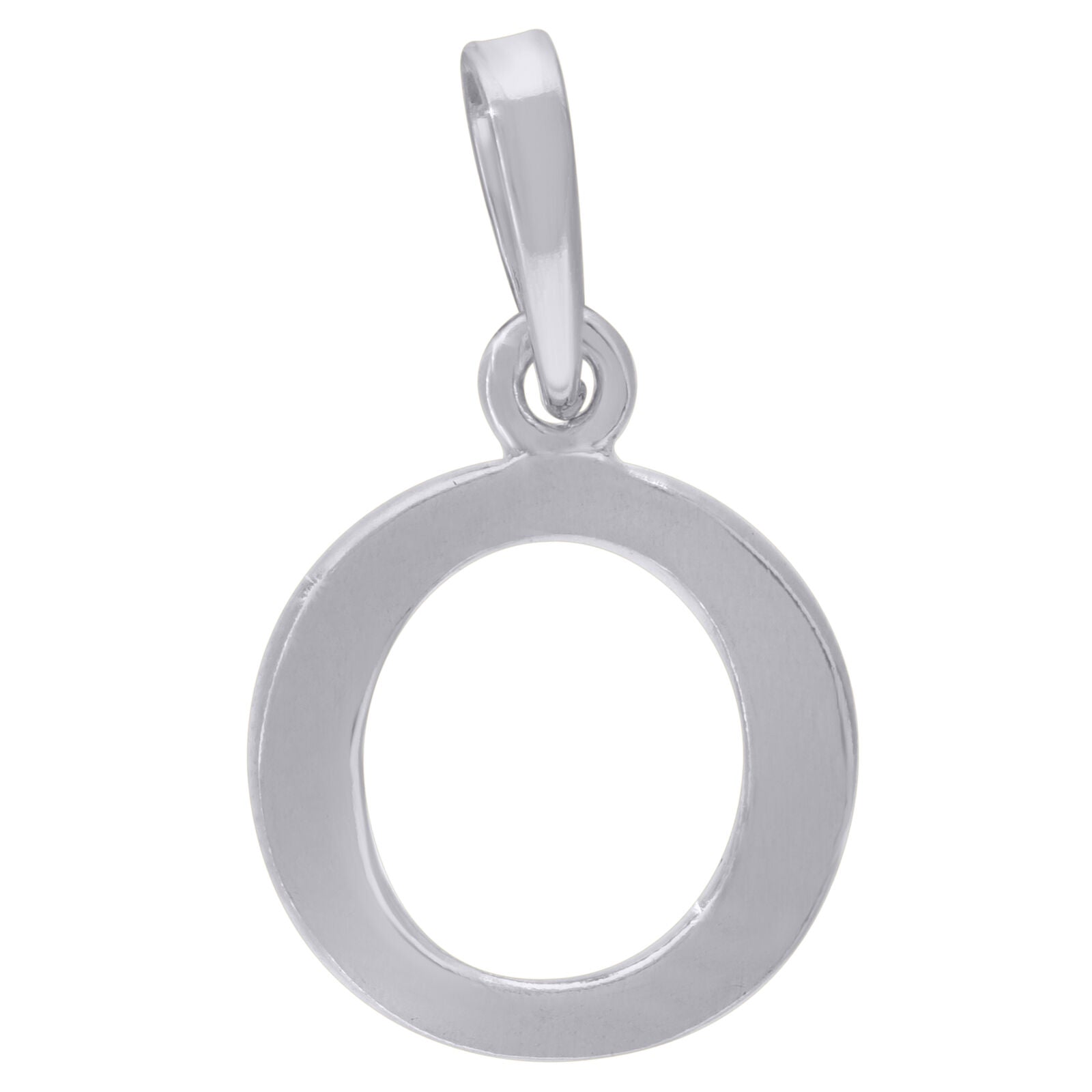 925 Sterling Silver Plain Initial Alphabet O Charm Pendant