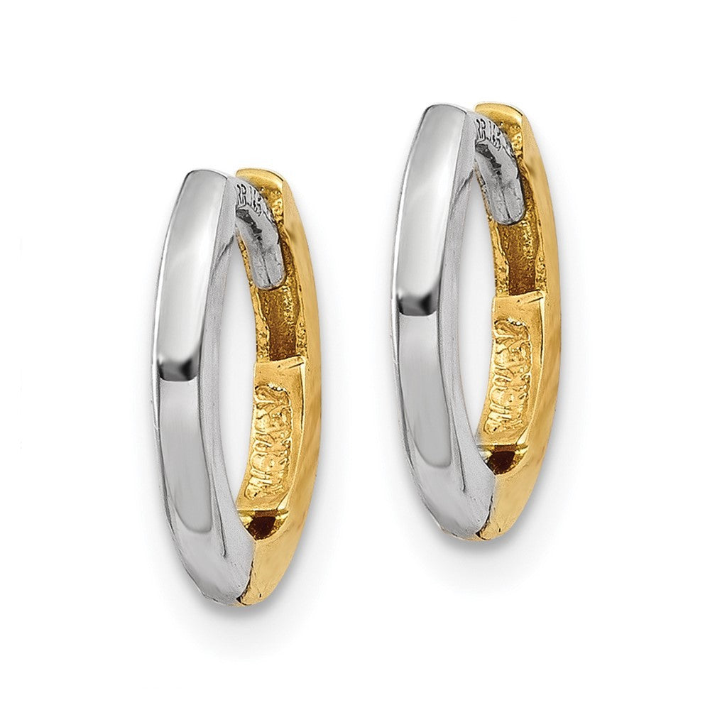 14k Two-tone Gold Mini 1.35mm Round Hinged Hoop Earrings