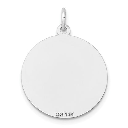 14k White Gold Etched Design .027 Gauge Round Engravable Charm