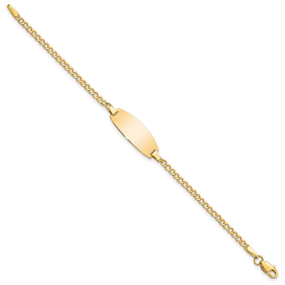 14k Gold Semi-Solid Chain Curb Link Oval 18.5x8.5mm Plate 5.5" ID Bracelet